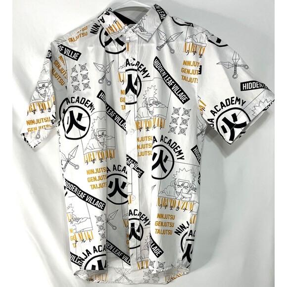 2002 Naruto Shippuden Button Down Shirt Hidden Leaf Village Men's Size Medium - Picture 1 of 11